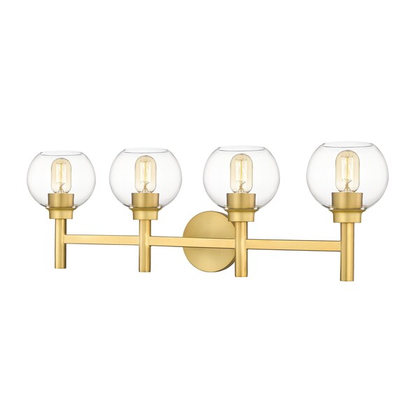 Z-Lite Sutton Vanity, 4-Light, 31.5 In.W x 7 In.L x 10.25 In.H, Brushed Gold/Clear 7502-4V-BG - main